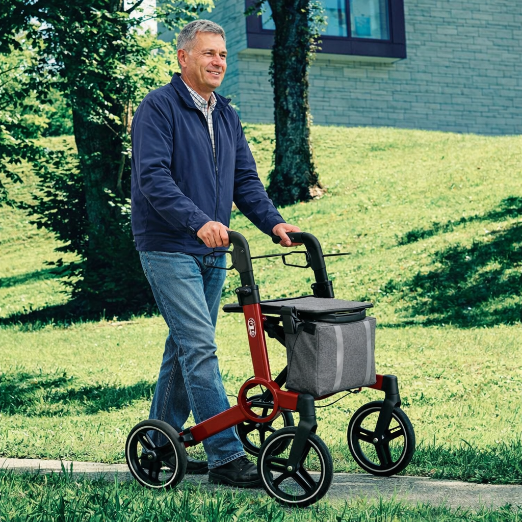 Leichtgewicht-Rollator, inkl. Stockhalter, Getränkehalter & Rückengurt | Antar AT51054