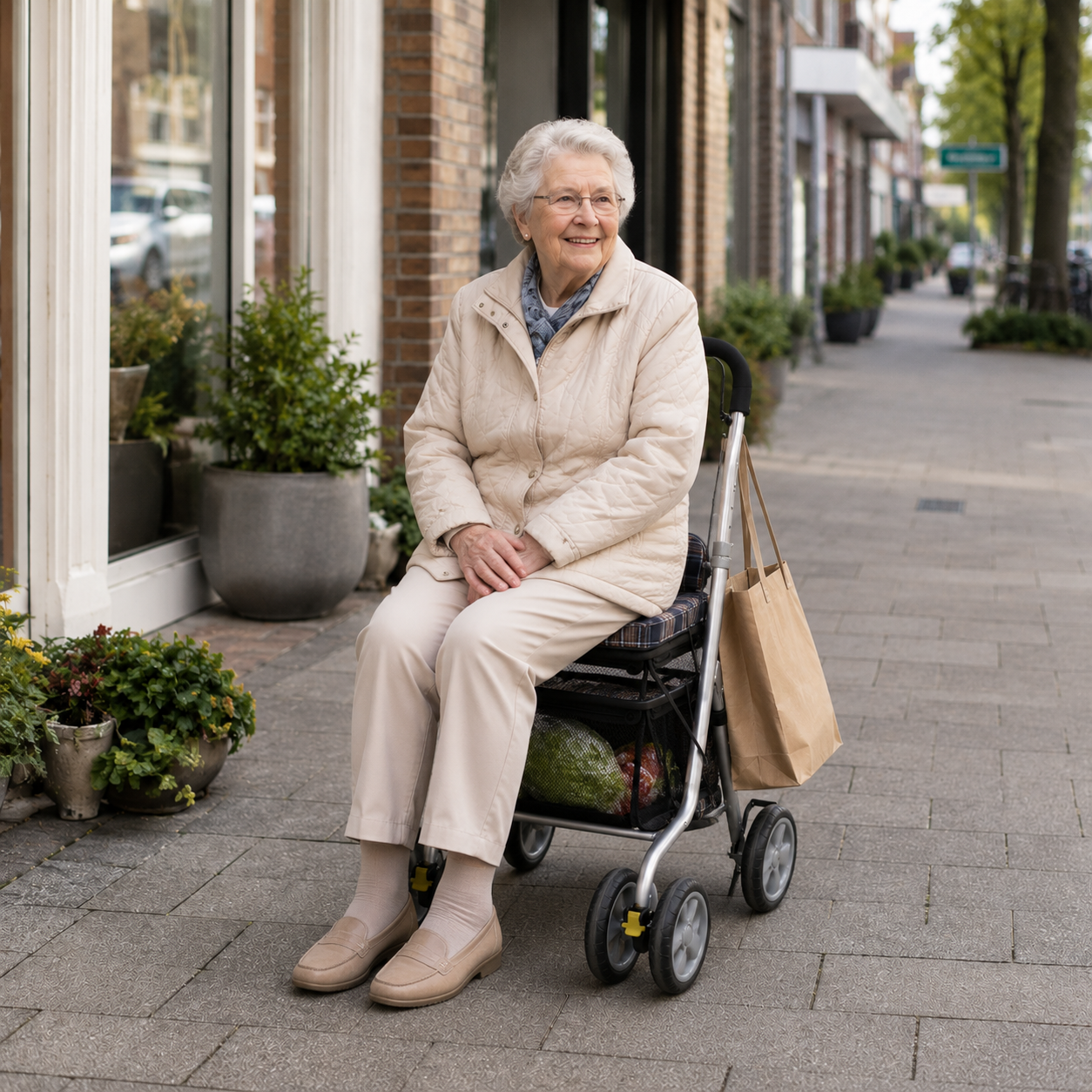 TABAS Shopper mit Sitz & grosser Tasche - bis 100 kg | klappbar & stabil