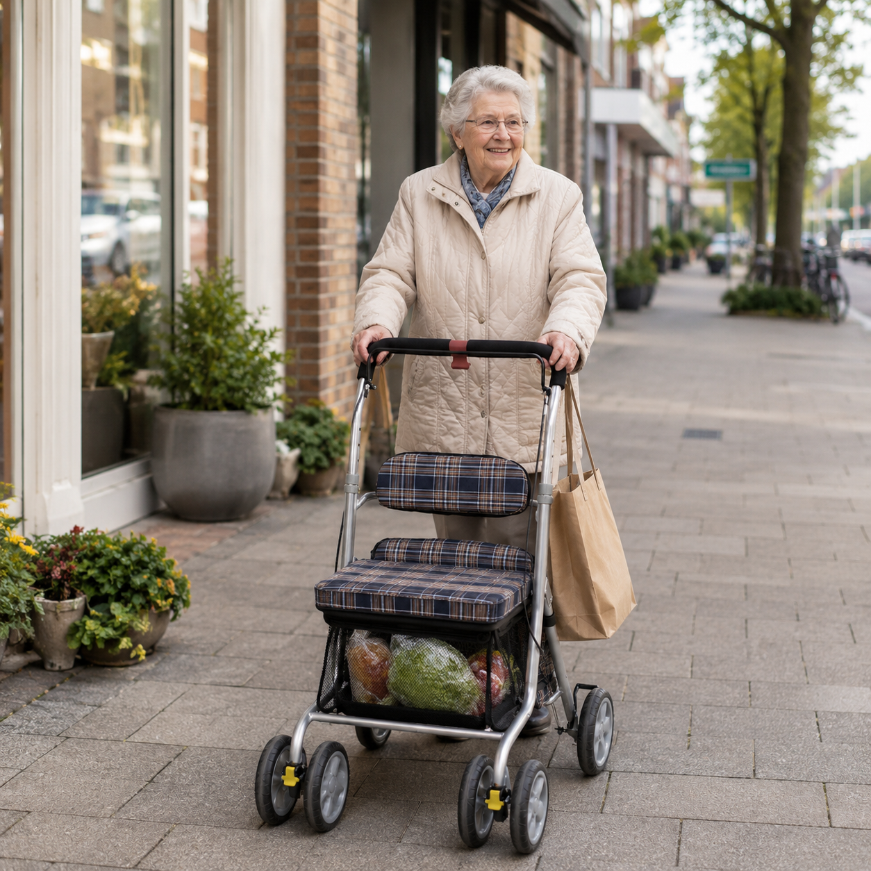 TABAS Shopper mit Sitz & grosser Tasche - bis 100 kg | klappbar & stabil