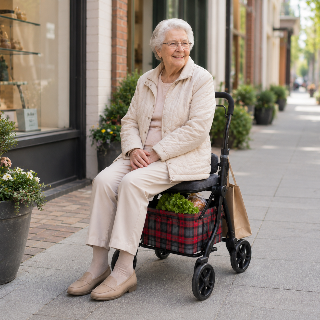 TABAS Shopper Comfort mit Sitz & Rückenlehne bis 136 kg – klappbar & stabil