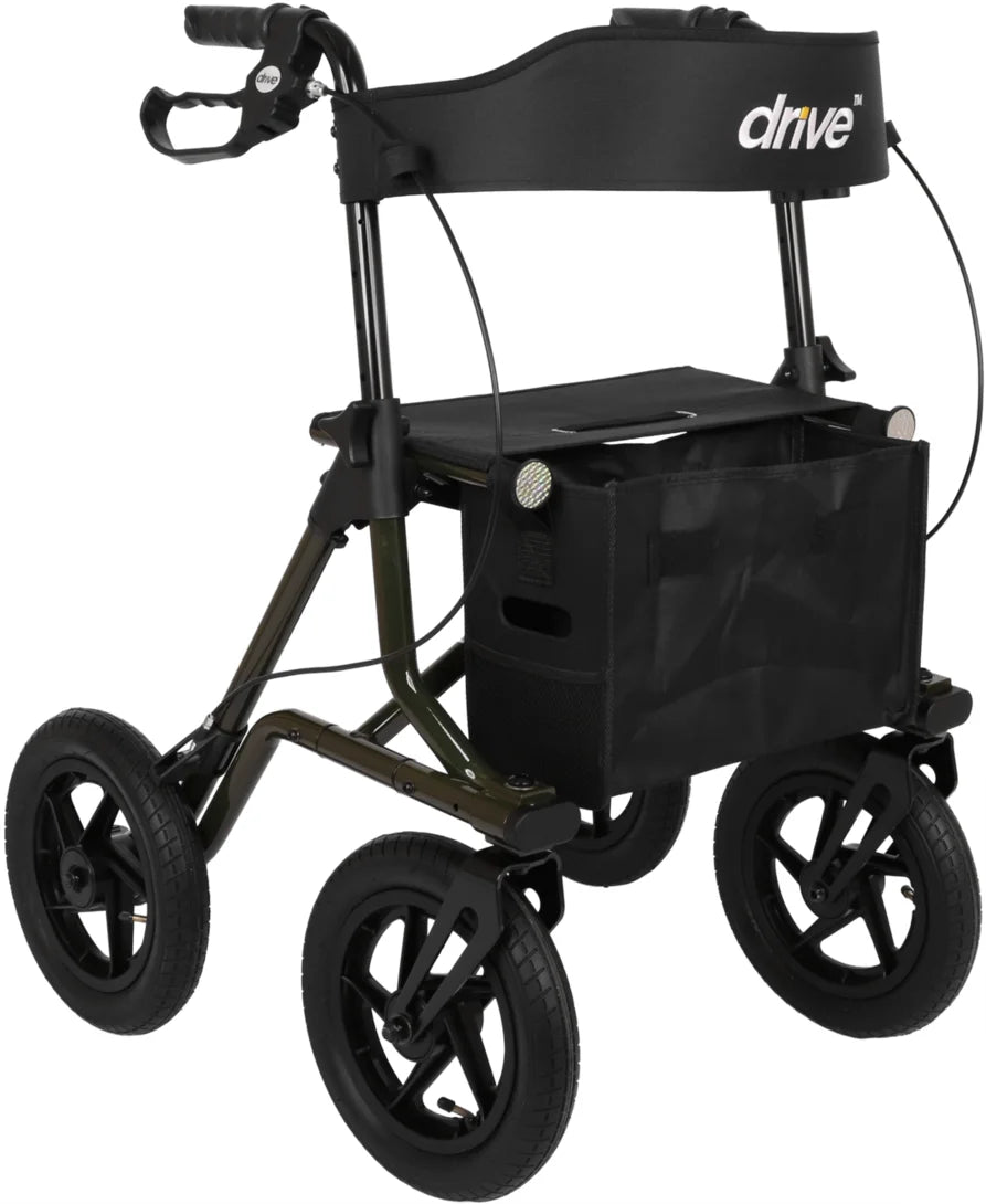 Outdoor Rollator Torro – inkl. Korb, Stockhalter & Rückengurt | Drive Medical