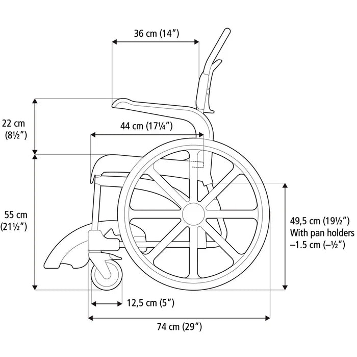 Etac CLEAN Dusch- und Toilettenrollstuhl 24" Räder