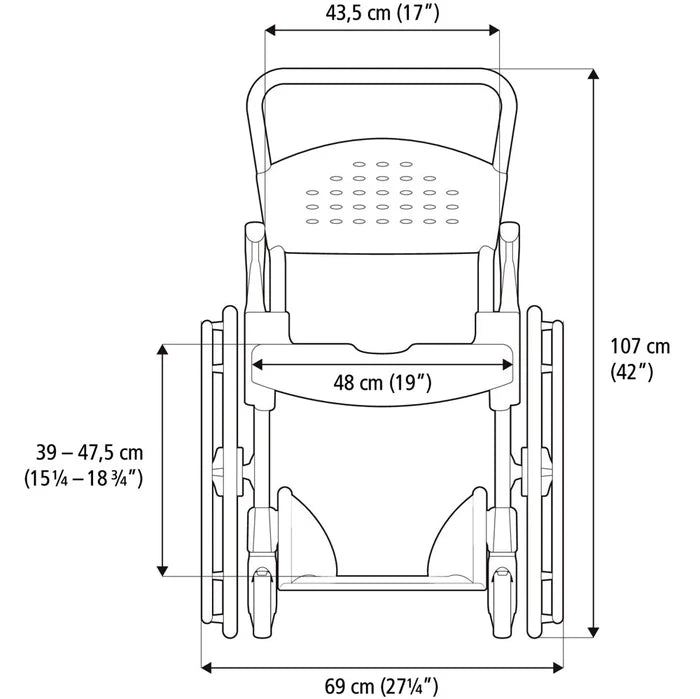 Etac CLEAN Dusch- und Toilettenrollstuhl 24" Räder