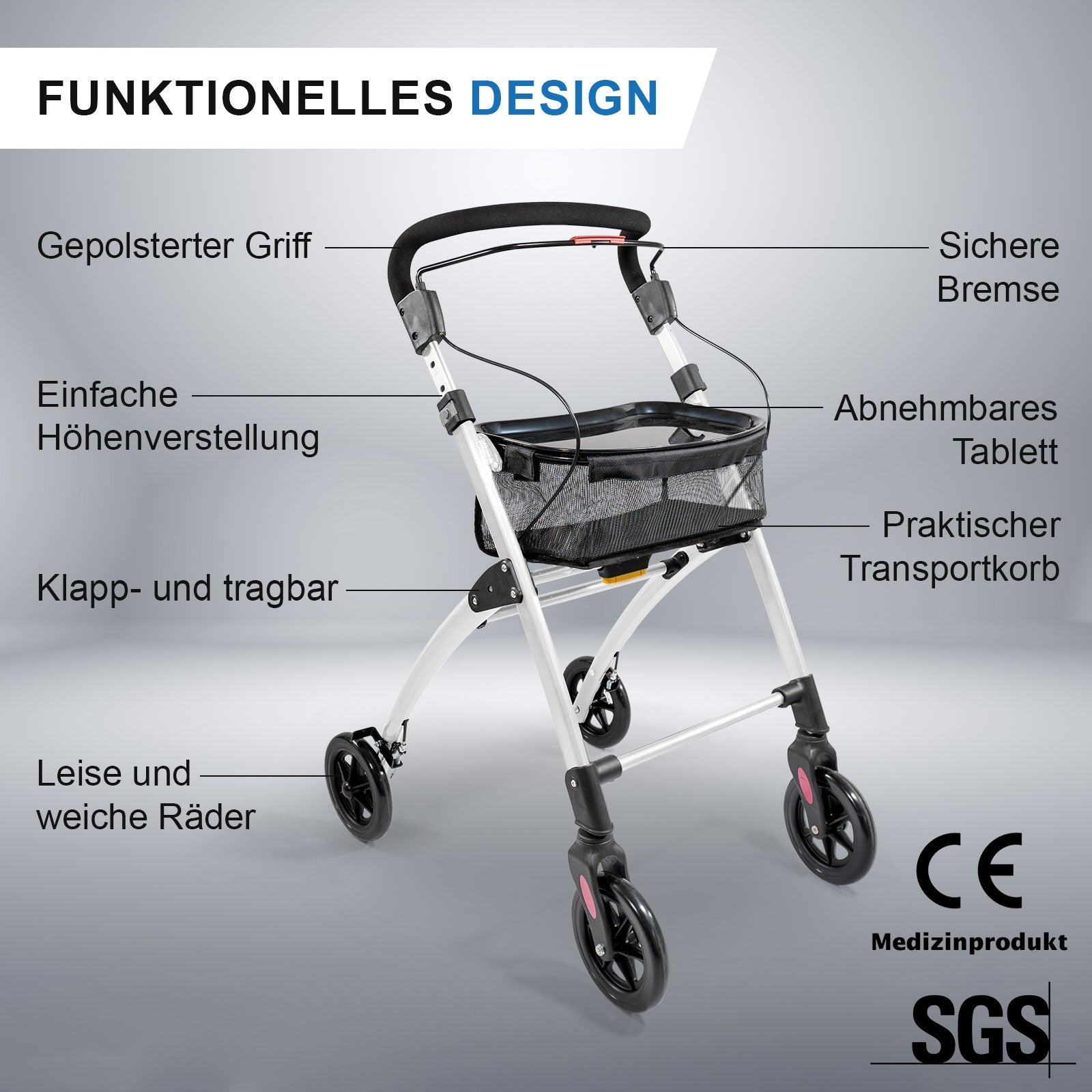 Rollator Casa Soft – kompakt & wendig für Wohnung & Innenräume